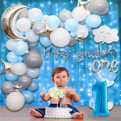 China 80Pcs Latex+foil+paper Birthday Balloons Set 1st Birthday Boy Decoration Set Globos Party Decoration Baby Boy Balloon for sale