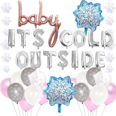 China Blue Latex+foil Baby Shower Balloon Decor Snowflake Balloons Garland Kit Birthday Baby Its Cold Outside Party Supplies Decor for sale