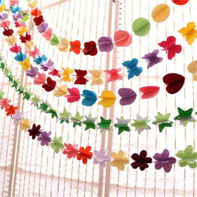 China New DIY Paper Butterfly Garland Hanging Streamer Paper Garland 3D Wedding Party and Event Decorations for sale