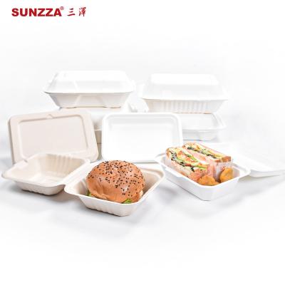 China Sunzza Disposable Custom Candy Cane Biodegradable Paper Take Away Fast Food Packaging Lunch Bento Takeout Box for sale