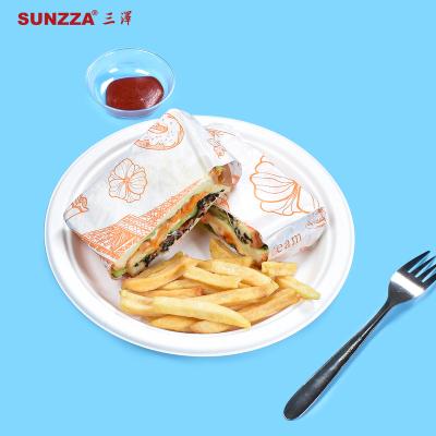 China Wholesale Microwavable Bagasse Sunzza Oil and Water Resistant Touch Safe/Food Sugarcane 12 Inch 3 Compartment Wedding Dinner Set Biodegradable Disposable Paper Plates for sale