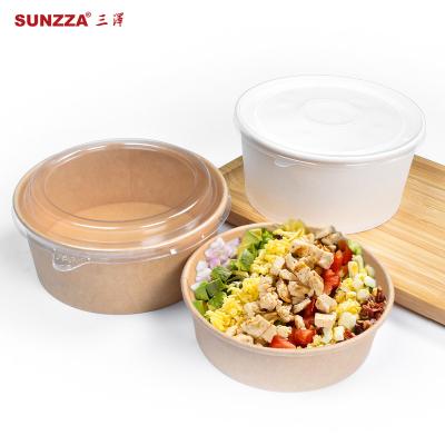 China Sunzza Craft Oil Proof Microwave Proof High Quality Disposable Cup Waterproof Safe Container White Disposable Paper Bowl For Soup for sale