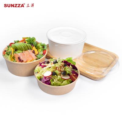 China Sunzza Wholesale Microwavable Biodegradable Disposable Food Package Cheap Price Food Packing Box Take Away Kraft Paper Bowl for sale