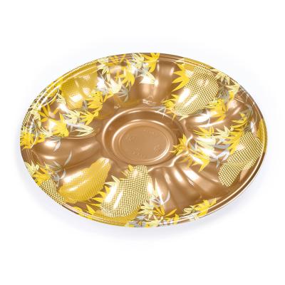 China Round Tray With Lid High Quality Gold Disposable Disposable Tray Food Container Box Sushi Dish for sale