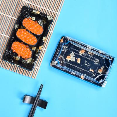 China Disposable Sunzza Customized Hot Fog Proof Plastic Sushi Disposable Sushi Containers Food Grade Selling Takeout Box For Caterer for sale