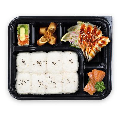 China Disposable Cheap Rectangular Plastic Blister Packing PS Sushi With Lid Bento Box Takeaway Box Sushi Bento for sale