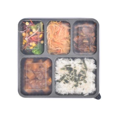 China Biodegradable Disposable Plastic Lunch Bento Box 4 Compartment Disposable Food Container for sale