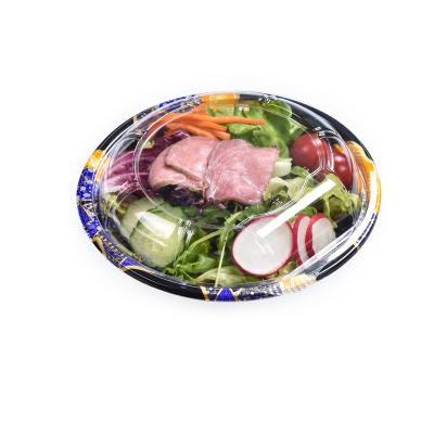 China Sunzza Luxury Disposable Plastic Tray Container /Japanese Eco-friendly 7.3 Inch Take Out PP Disposable Plastic Round Blister Sushi Salad Containers Tray For Food Packaging for sale