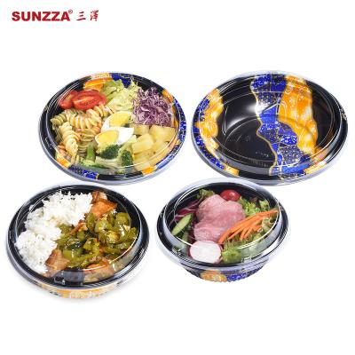 China Wholesale Sunzza Disposable Leak Proof 1000ml Round PP Plastic Microwave Soup/Disposable Takeout Container Rice/Meal/Food Bowl With Lid for sale