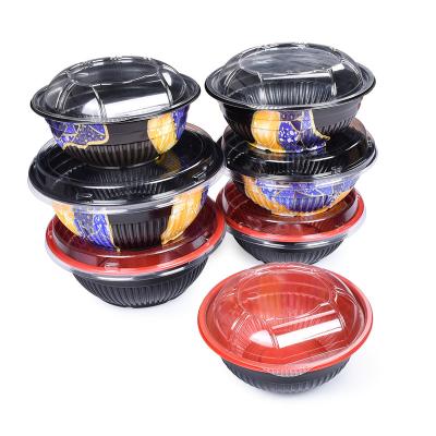 China Food Grade /luxury Disposable Plastic PP Roll Sunzza Custom Microwave PP Plastic Container Salad Disposable Round Food Dish Bowl With Lid for sale