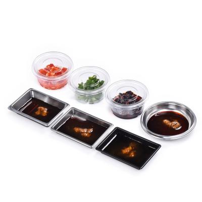 China Restaurants / Take Out Sauce Soy Packing Sunzza Food Grade Disposable Pet Take Out Food Packing Dark Soy Sauce Small Mini Dishes Suitable For Sushi Dip for sale