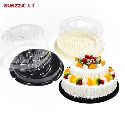 China Sunzza Disposable 6/8/10/12/14 Inch Food Grade Clear Lid Round Shape Cake Box Container Plastic Disposable Cake Packaging for sale