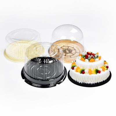 China Custom Disposable Round Disposable Transparent Clear Black Blister Pet Lid Sunzza Packing Box Container Birthday Cake Plastic Packaging for sale