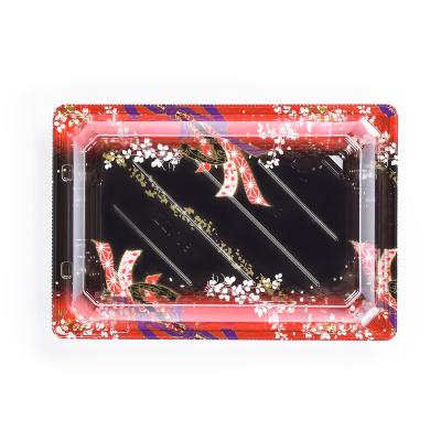 China Free Sample Wholesale Recyclable Plastic Rectangular PET Eco - Friendly Sushi Takeout Box for sale