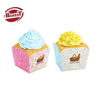 China Disposable Blue High Temperature Paper Cake Cups Disposable Bakest Swan Square Cake Cup Dessert Snack Cup Square Cake Cup for sale