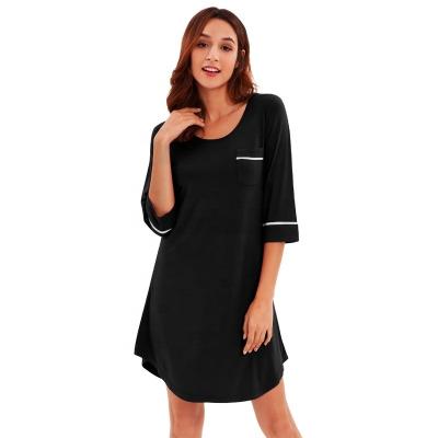 China Thermal Soft Bamboo Viscose Women's Half Sleeve Night Dresses For Woman Nightgown for sale