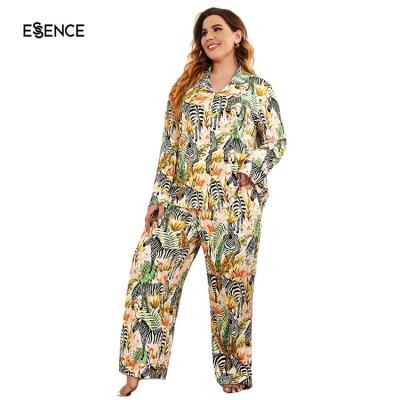 China Custom Tropical And Plus Size Breathable High Quality Women's Zebra Printed Luxury Pajamas Set for sale