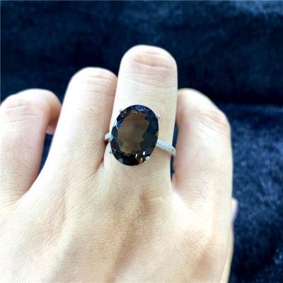 China Wholesale China Smoky Quartz Gemstone 925 Rings Silver Jewelry Women Men For Gift for sale