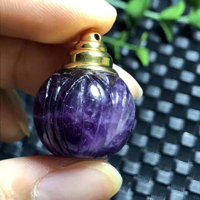 China Crystal Lovely Natural Crystal Polished Amethyst Perfume Bottles Necklace Pendants for sale