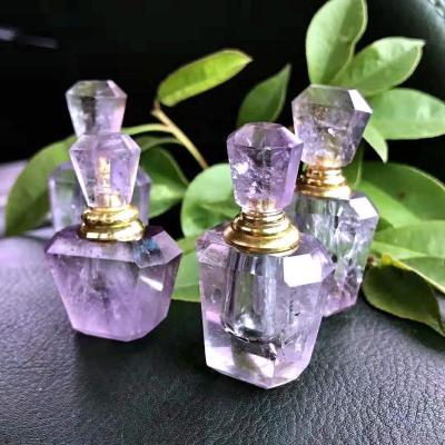 China Crystal Perfect Natural Amethyst Crystal Cut Surface Polished Perfume Bottles Necklace Pendants for sale