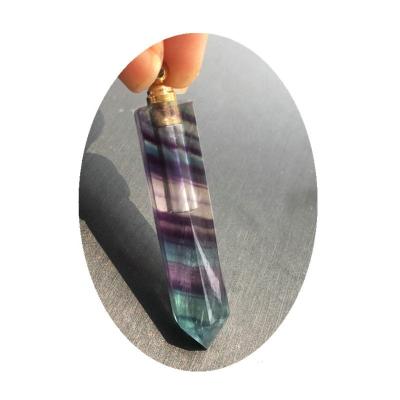 China Beautiful Free Natural Quartz Crystal Fluorite Perfume Bottle Necklace Pendant for sale