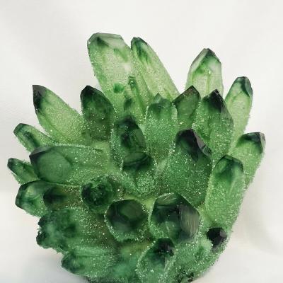 China Wholesale Natural Green Quartz Crystal Cluster From China Beautiful Ghost For Reiki Healing for sale