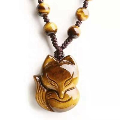 China China wholesale fashion rock fox shape design tiger eye natural stone cut crystal pendant for women for sale