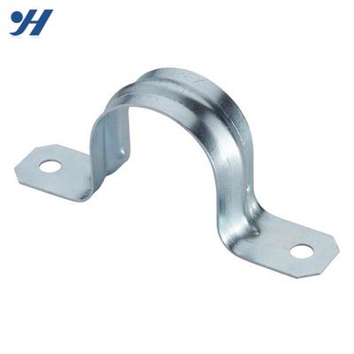 China Saddle Shaped Construction Area Rail Clamp Omega 100Mm Galvanized Pipe Clamp For PE Pipe for sale