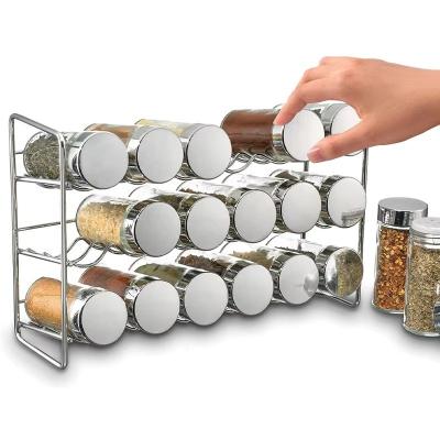 China Metal Wire Countertop Spice Rack Wall Mount Countertop 4 Tiers Spice Jar Rack Spice Rack Organizer for Kitchen Counterto for sale