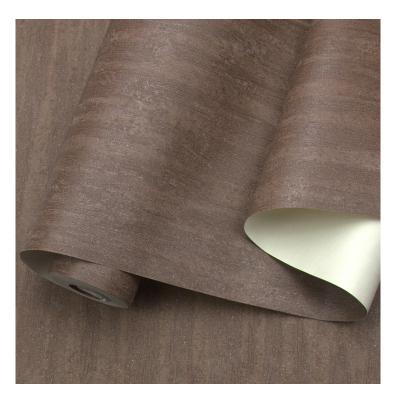 China Brown PVC Wallpaper Living Room Bedroom Wall Decoration Hotel Simple Modern Solid Office Embossed Wallpaper for sale