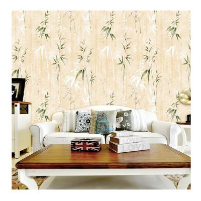 China Leaf Pattern PVC Living Room Bedroom Background Wall Chinese Bamboo Interior Wall Decoration Hotel Bar Engineering 3D Wallpaper for sale