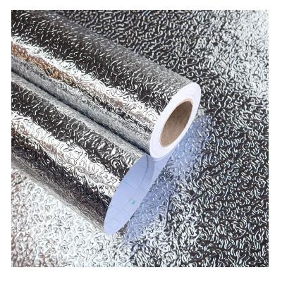 China Post-modern high temperature and oil proof aluminum foil cabinet self-adhesive kitchen wallpaper waterproof and oil proof for sale