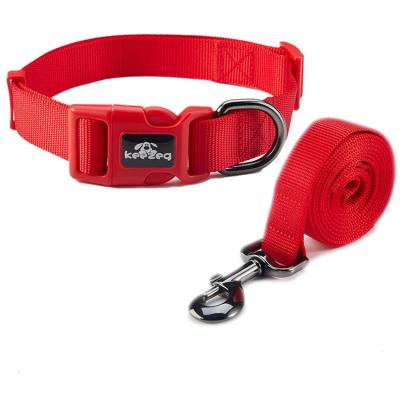 China Custom Dog Products Pet Training Lead Collar Solid Color Dog Collar And Nylon Leash for sale