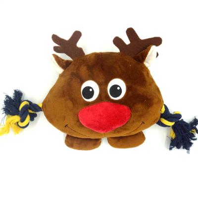 China Sustainable Christmas Plush Dog Toy With Squeaker For Soft Stuffed Pet Toys for sale