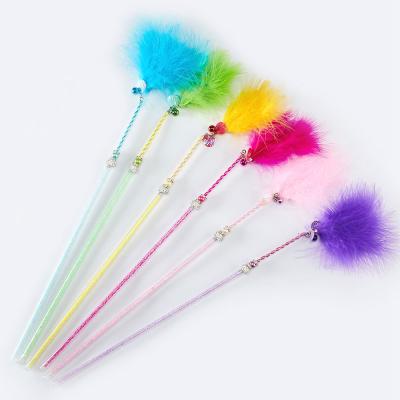 China Viable Hot Sales 12 Colors Optional Cat Feather Magic Wand Toys Cat Puzzle Toys For Motion Cat Toys for sale