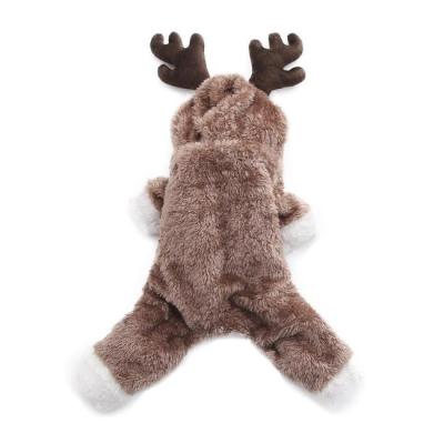 China Viable Brown Dog Christmas Cloth Hoodies With Deer Horn Winter Pet Clothes for sale