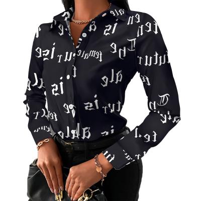 China 2022 Breathable Autumn Shirt Independent Station Amazon Spring And Sleeve Printed Shirt Long Sleeve Button Up Fashionable Women Shirts for sale