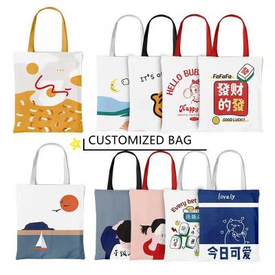 China Eco-Friendly Reusable Tote Shopping Bag Custom Canvas Wholesales Zipper Pouch for sale