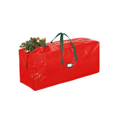 China Large Folding Waterproof Durable Handle Red PP PE Christmas Tree Zipper Gift Bag Duffle Storage Bag For Xmas for sale