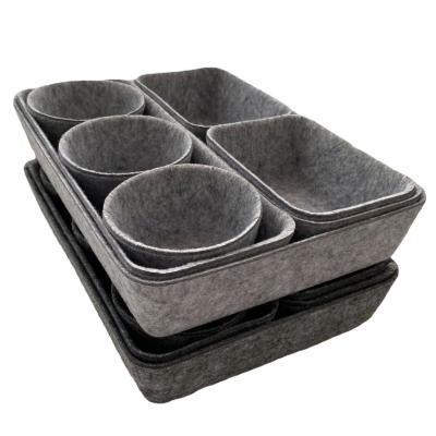 China 8pcs Viable Felt Folding Drawer Organizer Tray Cosmetics Office Supplies Earrings Jewelry Storage Boxes Baskets for sale