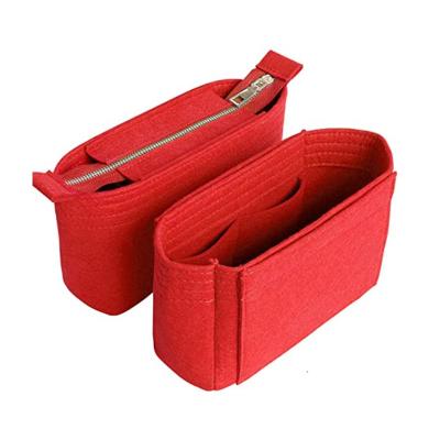 China Durable 2 Piece Set Felt Insert Bag Organizer Small Handbag Purse Organizer Tote Liner Pouch For Women for sale