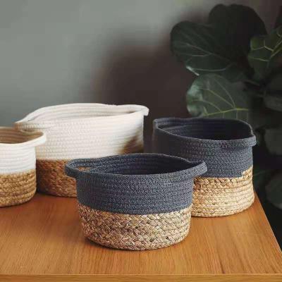 China Sustainable Home Storage Woven Rope Basket Cotton Collapsible Storage Baskets Rope Bins Bins ForToys for sale