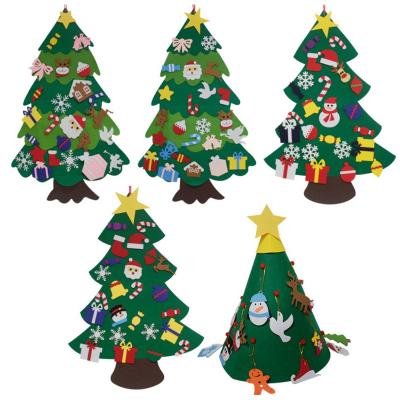 China Eco - Friendly Home Decoration Felt Christmas Tree Set Felt Wall Hanging Kids Craft Kits For Christmas for sale