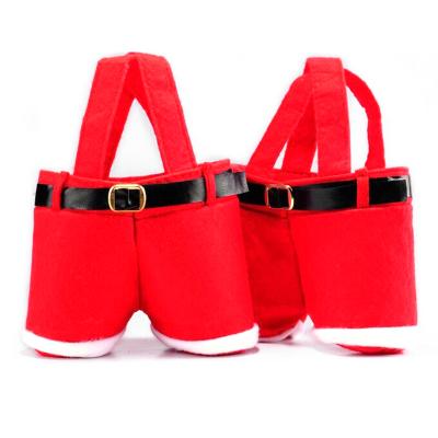 China Fashionable Portable Santa Pants Gift Christmas Candy Bag Wine Racks Candy Gift Baskets and Treat Bags for sale