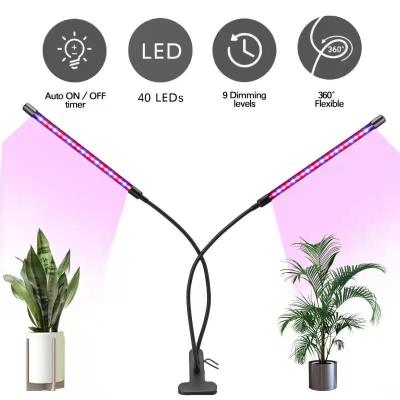 China Standard Grow Light Unlight White 50W 84 LED Double Head Clip Plant Lights For Indoor Plants 4/8/12H Timer for sale