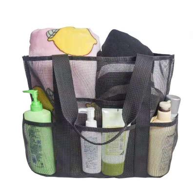 China Large Lightweight Lightweight Mesh Tote Bag Foldable Mesh Beach Bag Storage Bag With Waterproof Interior for sale