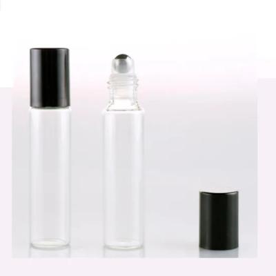 China 10ml Portable Clear Empty Refillable Frosting Glass Container Roll-On Bottle For Essential Oil Perfume With Plastic Cap à venda