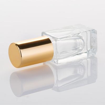 China empty 10 ml rectangle thick bottom perfume glass bottle 10ml square roll on bottle with stainless steel roller for essential oil à venda