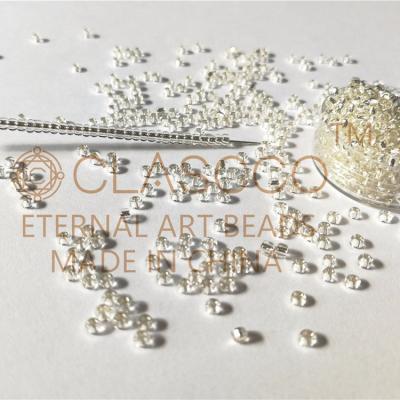 China High Quality 34#Transparent DIY Jewelry Making Silver Lined Round Glass Beads for sale