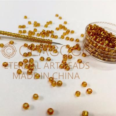 China Hot Sell 22BD Dark Gold DIY Jewelry Making Silver Lined Round Glass Beads Round Shapes for sale